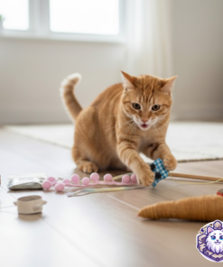 Kit de Juguetes para Gatos Kitty Scratch, gato jugando con el paquete