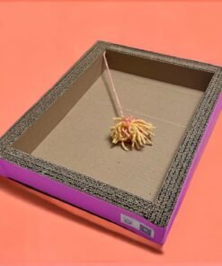 cama para gato de carton rosa