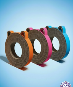 Variantes de rascador cama para gato de cartón en naranja, rosa y azul de KittyScratch