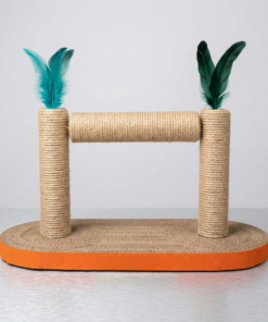 Torre Rascador Doble Tubo de Yute con Plumas para Gato | Kittyscratch