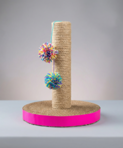 Tubo Rascador con Pompones de Yute para Gato | Kittyscratch